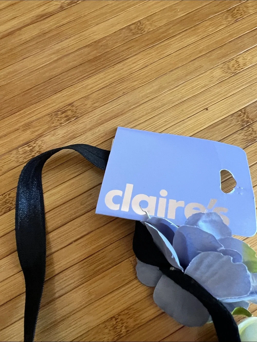 Claire's Blue and Cream Floral Elastic Headband for Kids